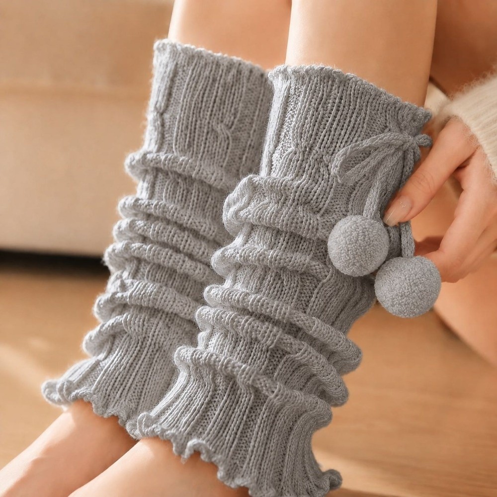니트 레그 워머 케이블 니트 패턴 푹신한 폼폼 부츠 커 - Boot Sock Slouchy 리뷰 및 가격