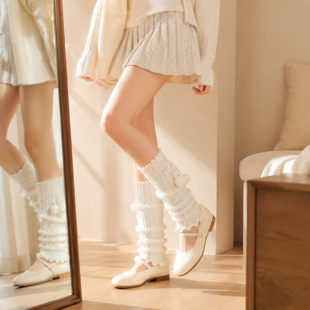 니트 레그 워머 케이블 니트 패턴 푹신한 폼폼 부츠 커 - Boot Sock Slouchy 리뷰 및 가격