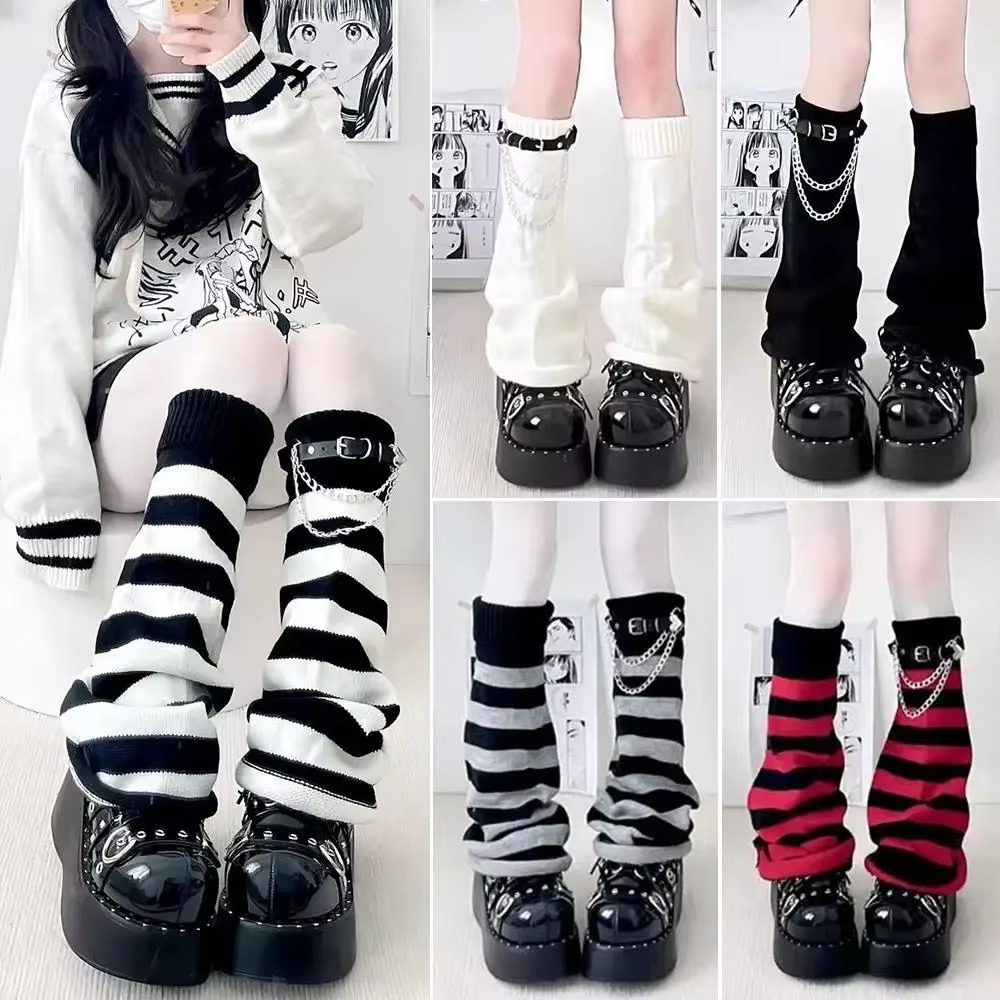 고딕 하라주쿠 니트 레그 워머, 루즈핏 니트 체인 부츠 - Boot Sock Slouchy 리뷰 및 가격