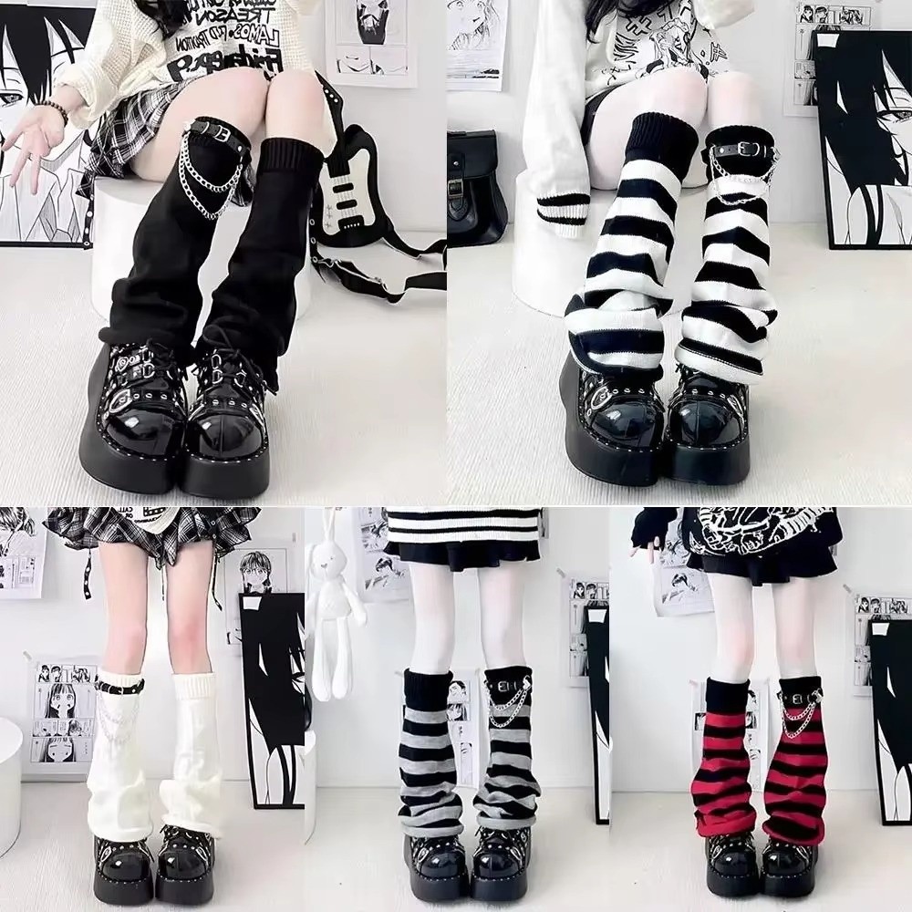 고딕 하라주쿠 니트 레그 워머, 루즈핏 니트 체인 부츠 - Boot Sock Slouchy 리뷰 및 가격