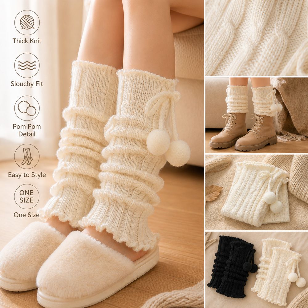 니트 레그 워머, 러플 가장자리, 케이블 니트 패턴,  - Boot Sock Slouchy 리뷰 및 가격